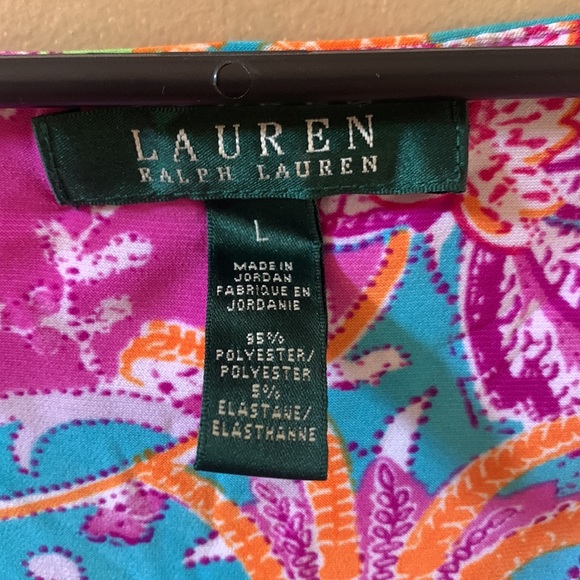 Ralph Lauren Stretchable Bright Paisley Sleeveless Size Large L Dress - Picture 2 of 3